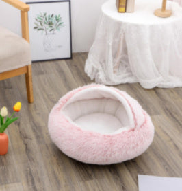 2 In 1 Pet Round Plush Warm Bed