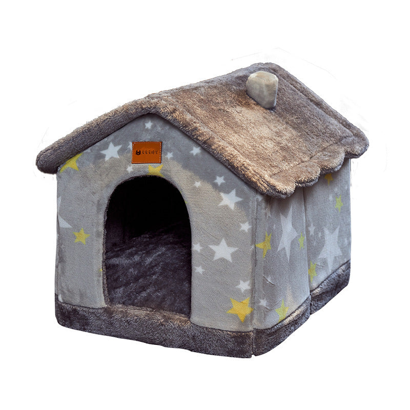 Foldable House Pet Cat Bed