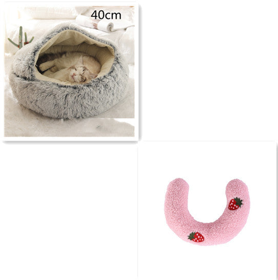 2 In 1 Pet Round Plush Warm Bed