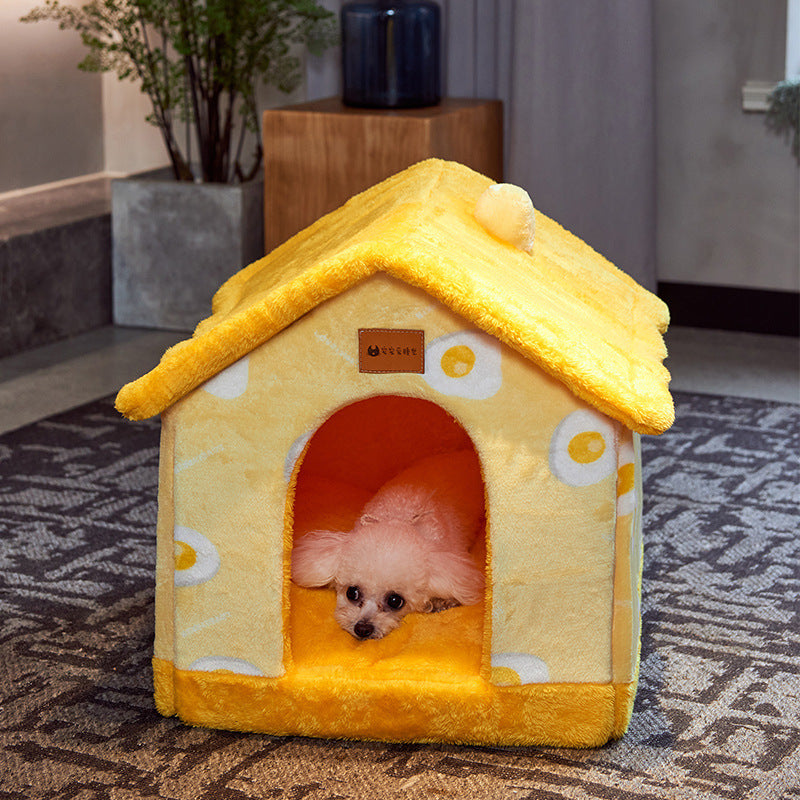 Foldable House Pet Cat Bed