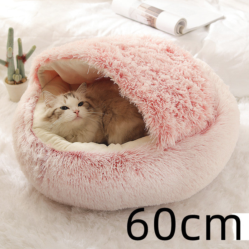 2 In 1 Pet Round Plush Warm Bed