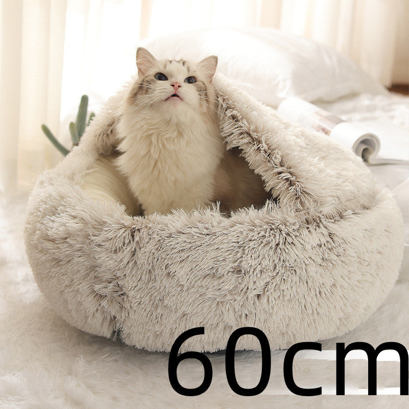 2 In 1 Pet Round Plush Warm Bed