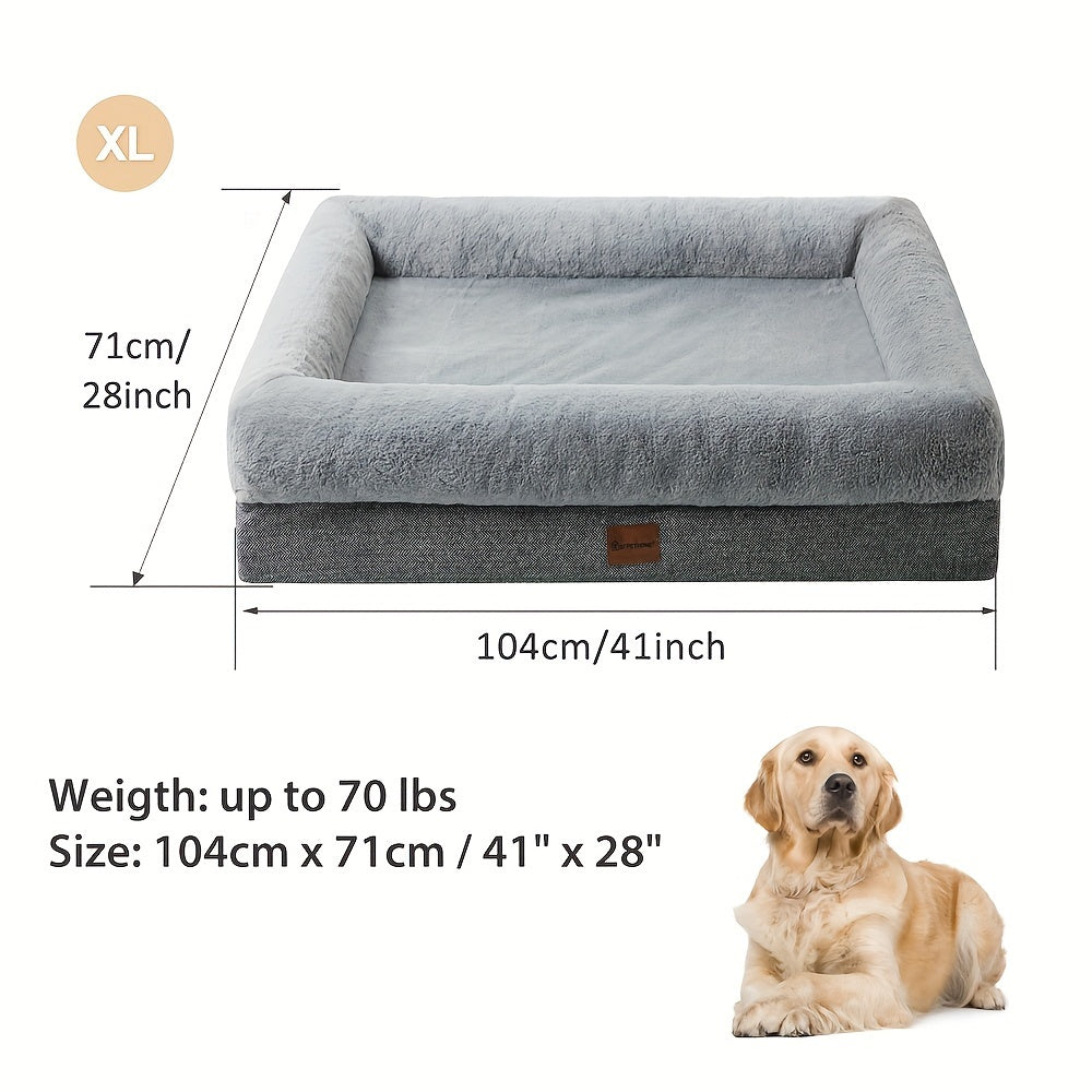 Extra Large Plush Orthopedic Dog Bed with Bolster