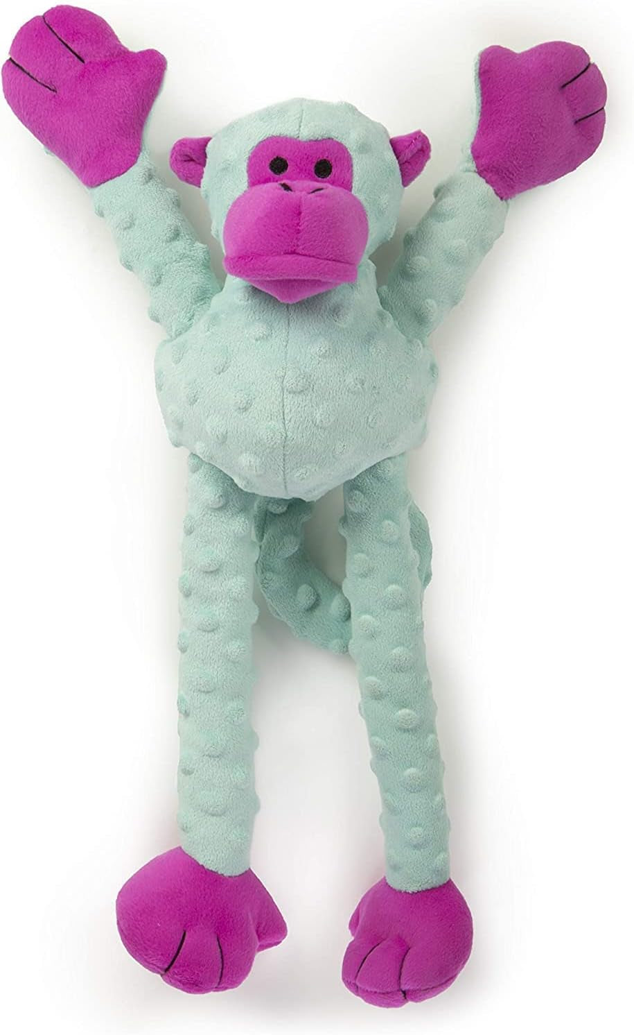 Crazy Tugs Large Turquoise Monkey Squeaky Plush Tug Dog Toy with Chew Guard Technology