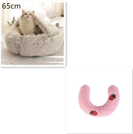 2 In 1 Pet Round Plush Warm Bed