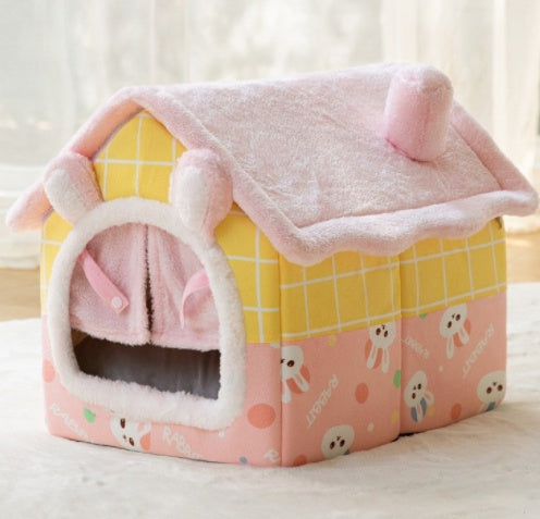 Foldable House Pet Cat Bed