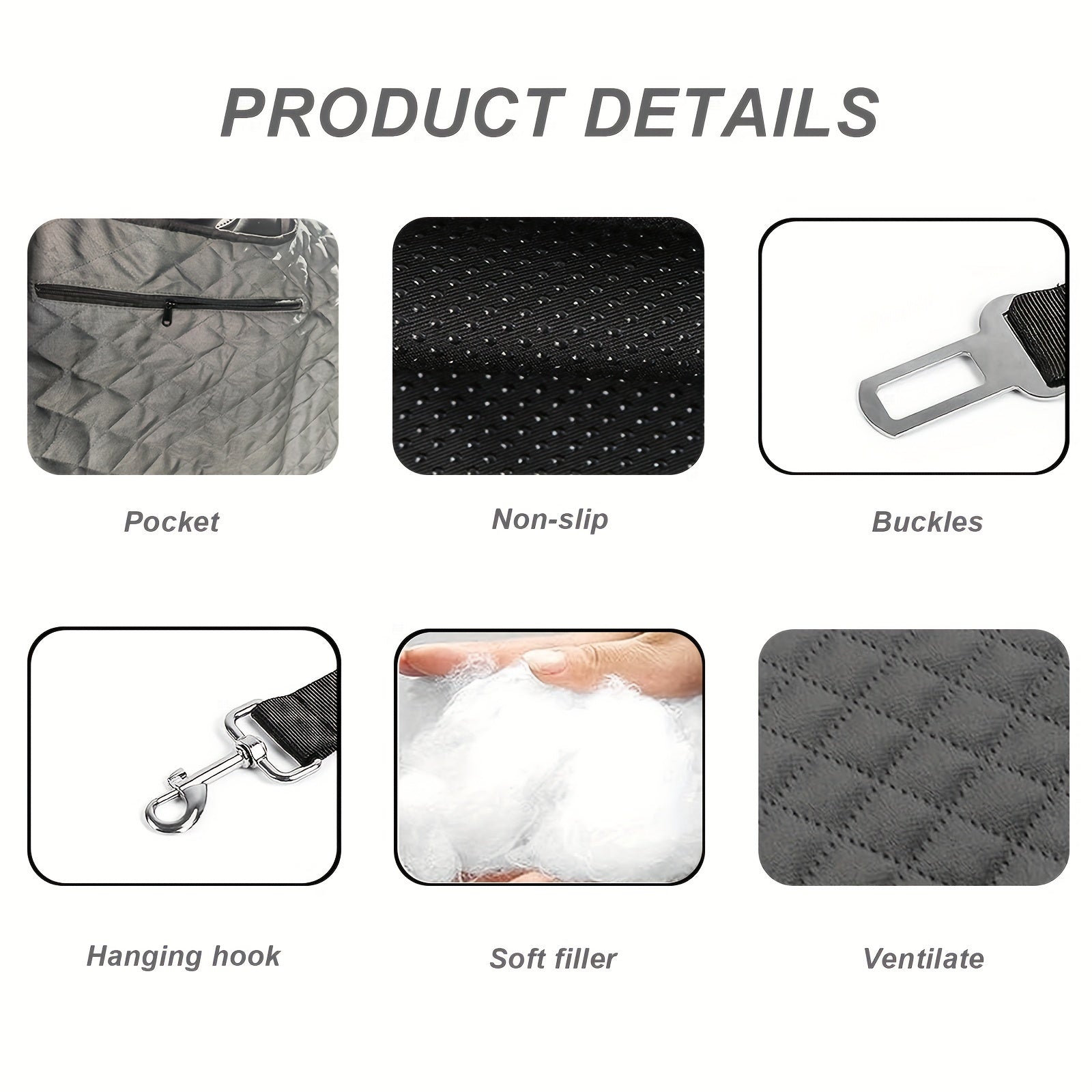 Large Dog Car Seat – Travel Bed with Safety Tethers
