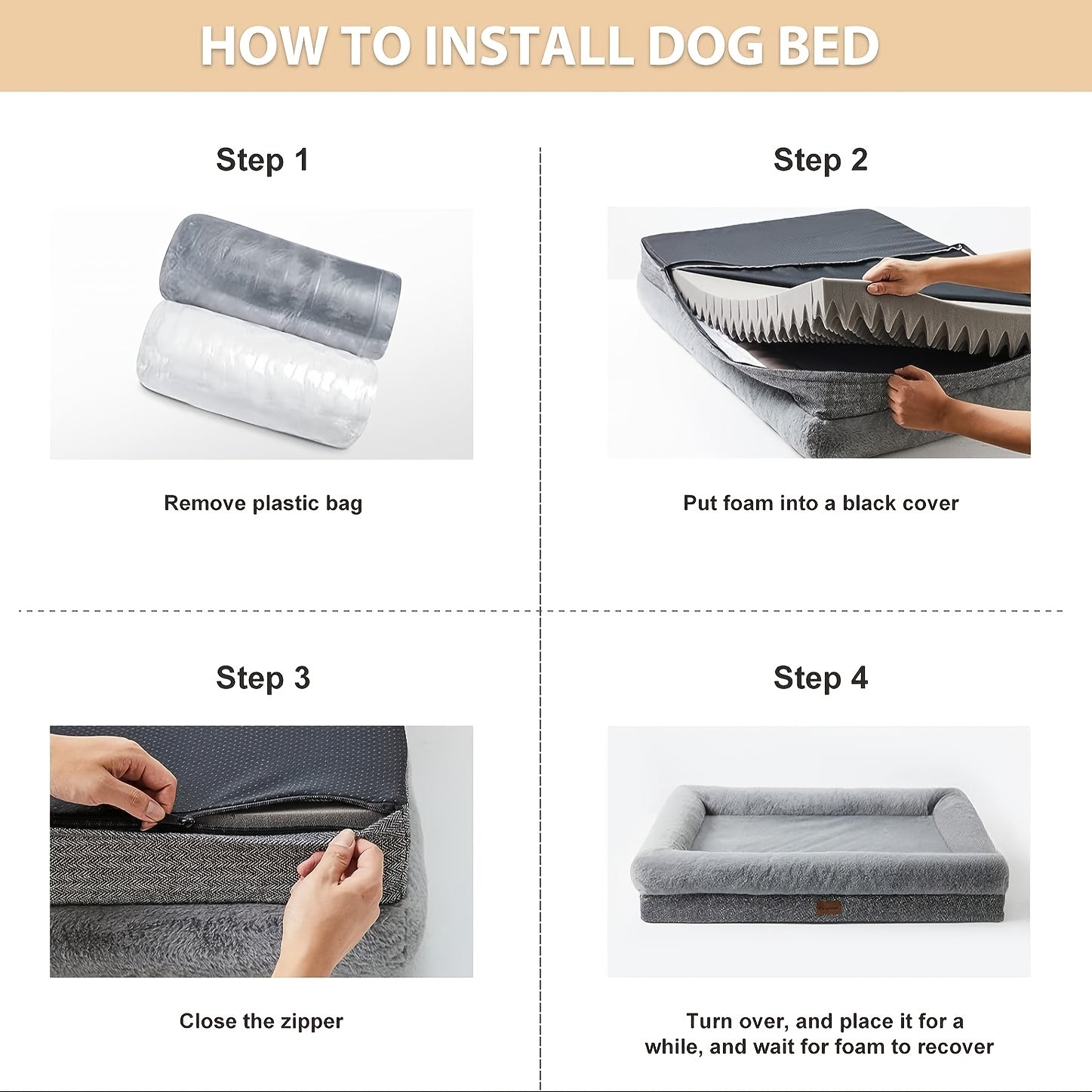 Extra Large Plush Orthopedic Dog Bed with Bolster