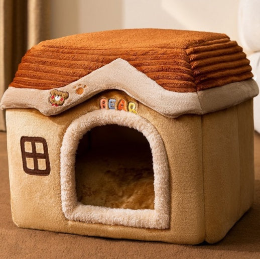 Foldable House Pet Cat Bed