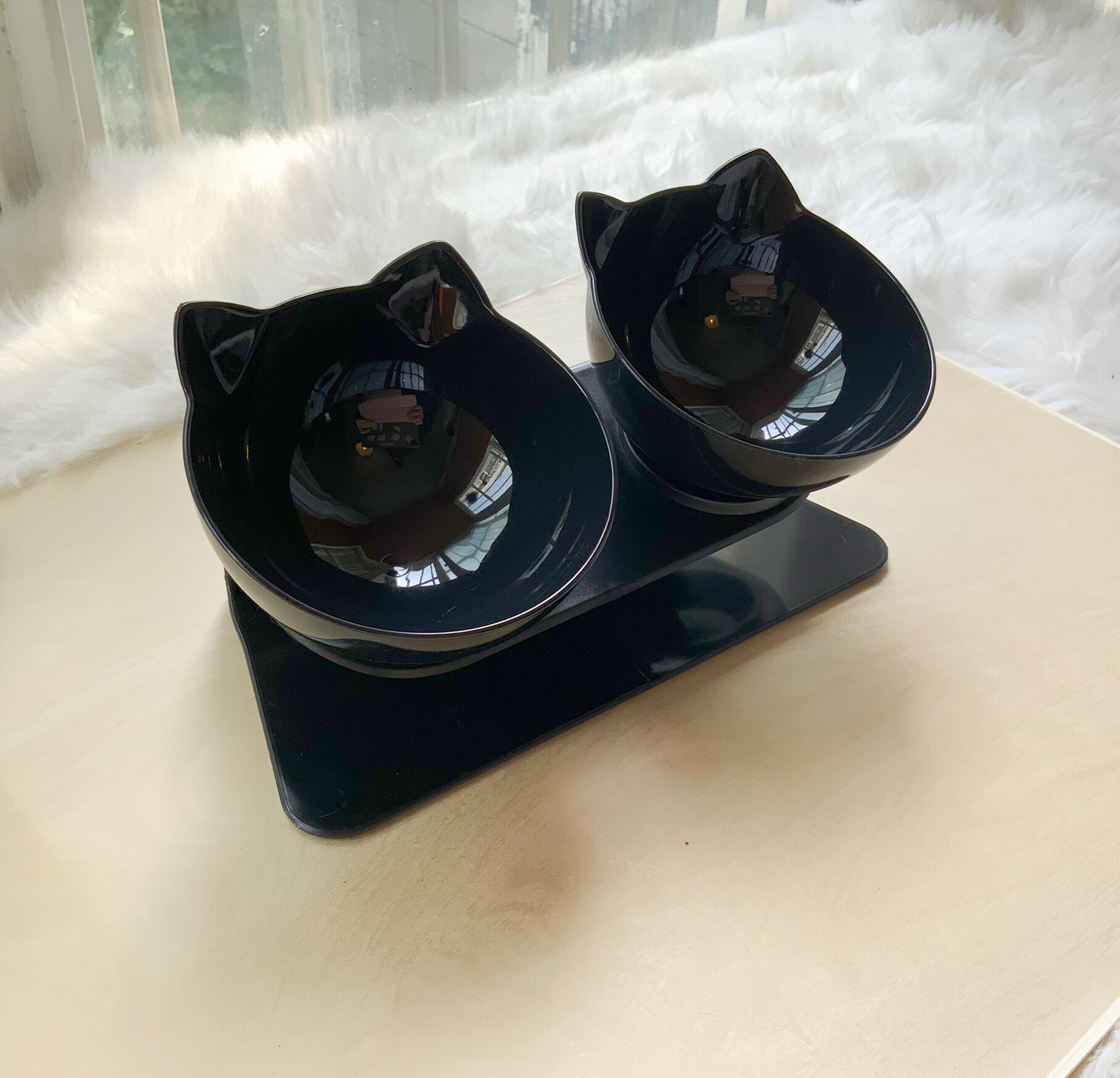 Non Slip Double Cat Bowl With Raised Stand Pet Food