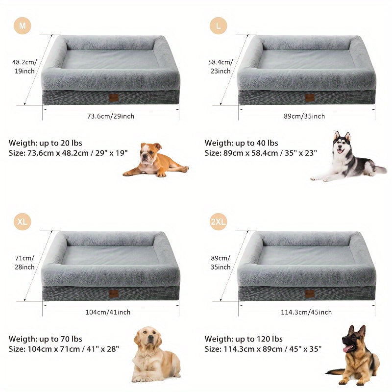 Extra Large Plush Orthopedic Dog Bed with Bolster