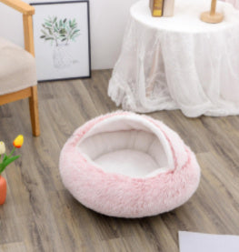 2 In 1 Pet Round Plush Warm Bed
