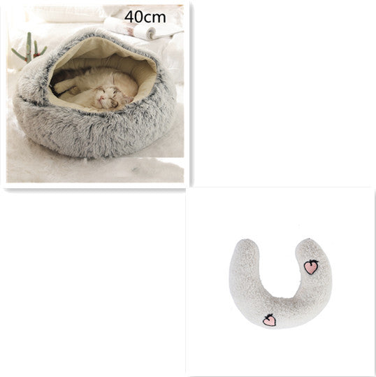 2 In 1 Pet Round Plush Warm Bed