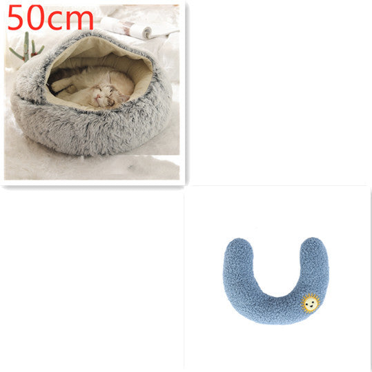 2 In 1 Pet Round Plush Warm Bed