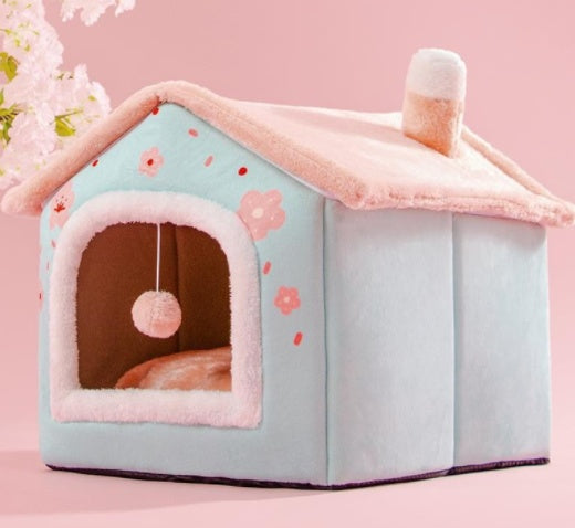 Foldable House Pet Cat Bed