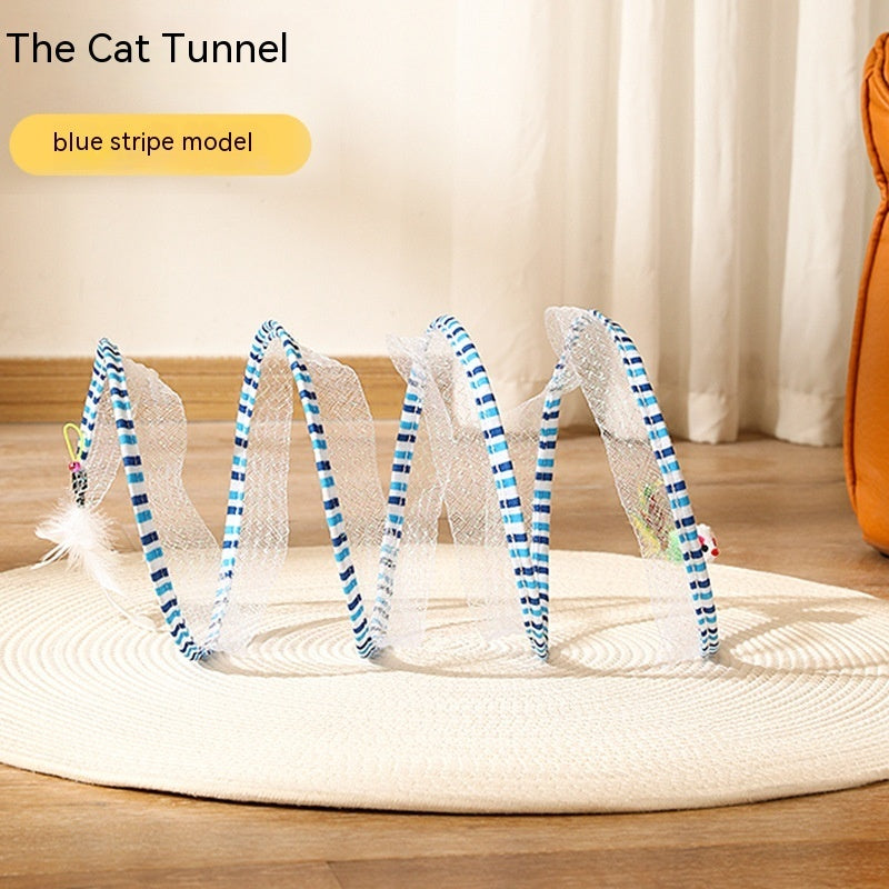 Foldable S-Type Cat Tunnel with Spring and Mouse Toy