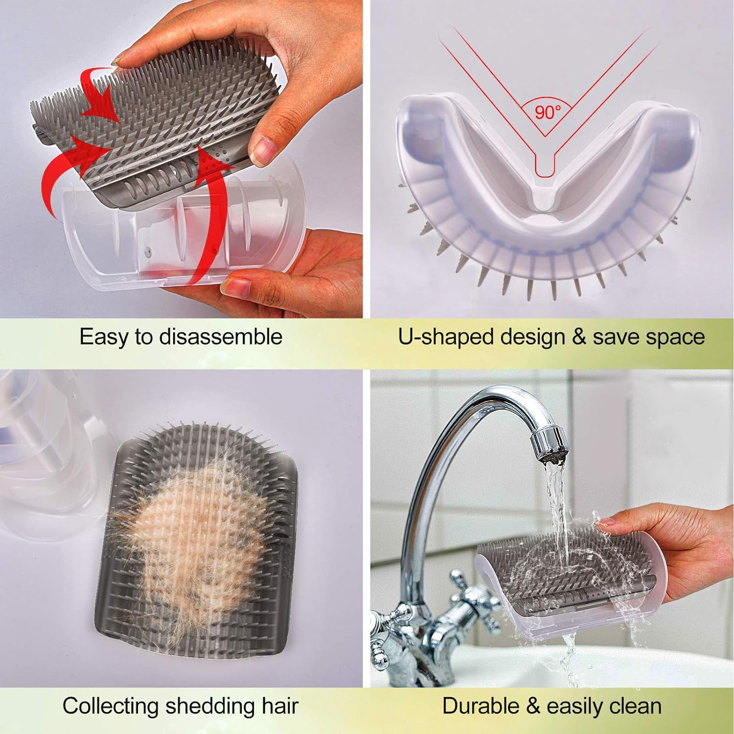 Cat Self Groomer Arch and Wall Corner Brush for Shedding and Massage