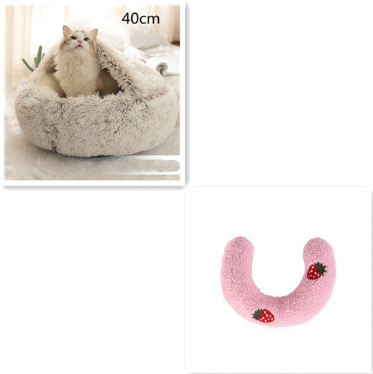 2 In 1 Pet Round Plush Warm Bed