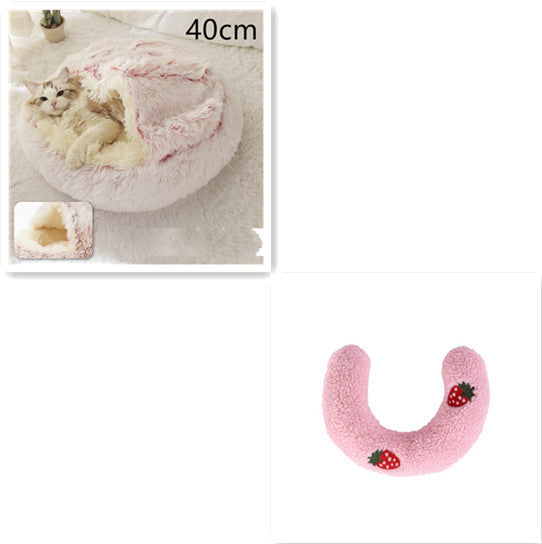 2 In 1 Pet Round Plush Warm Bed