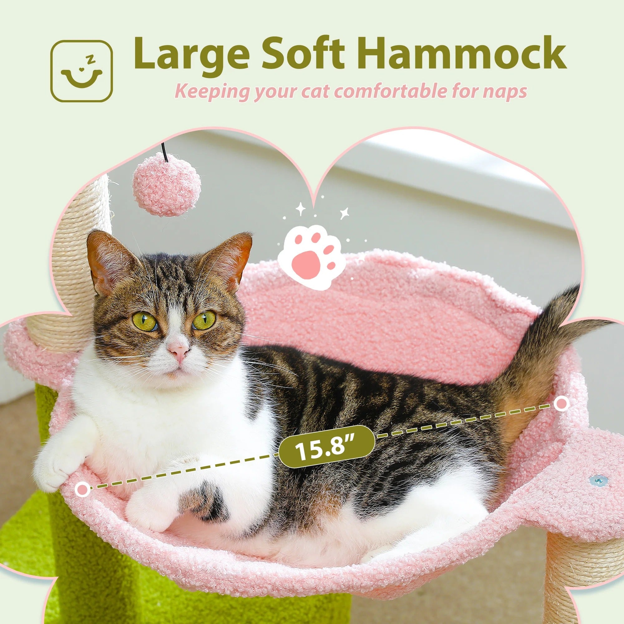 Flower Cat Tree with Large Metal Frame Hammock Cute Cat Tower