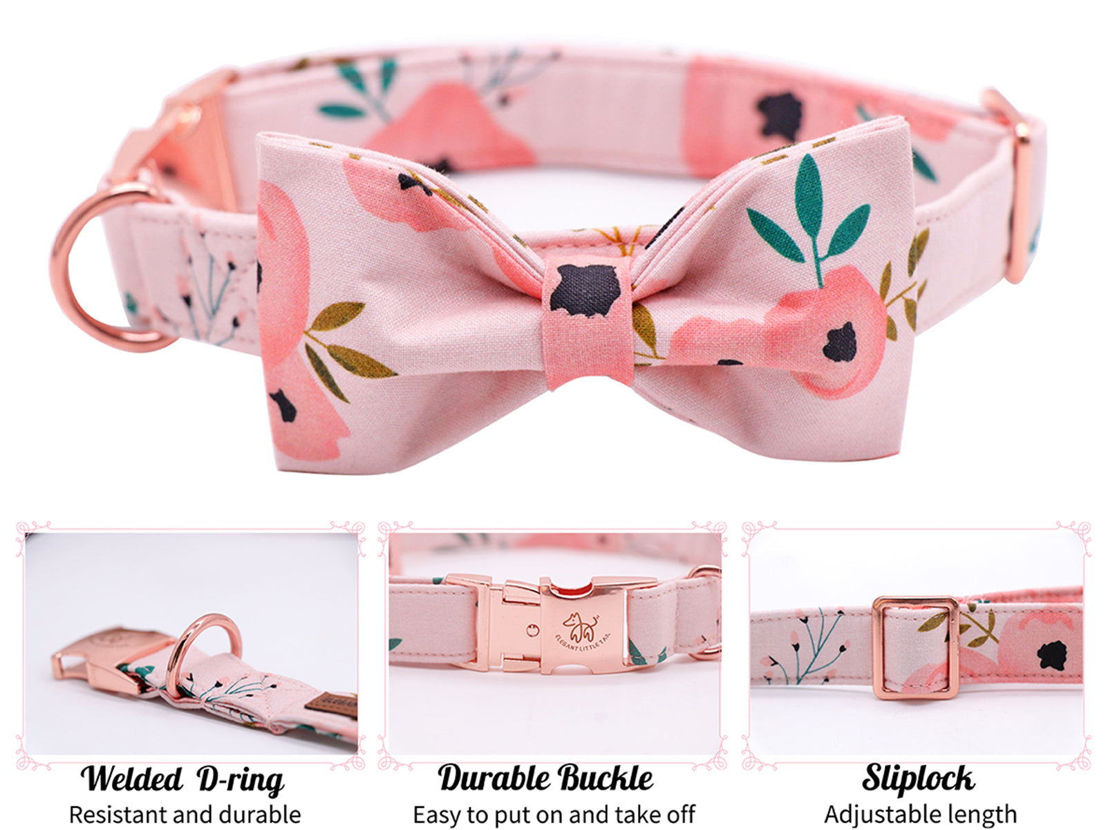 Elegant Adjustable Dog Collar with Bowtie