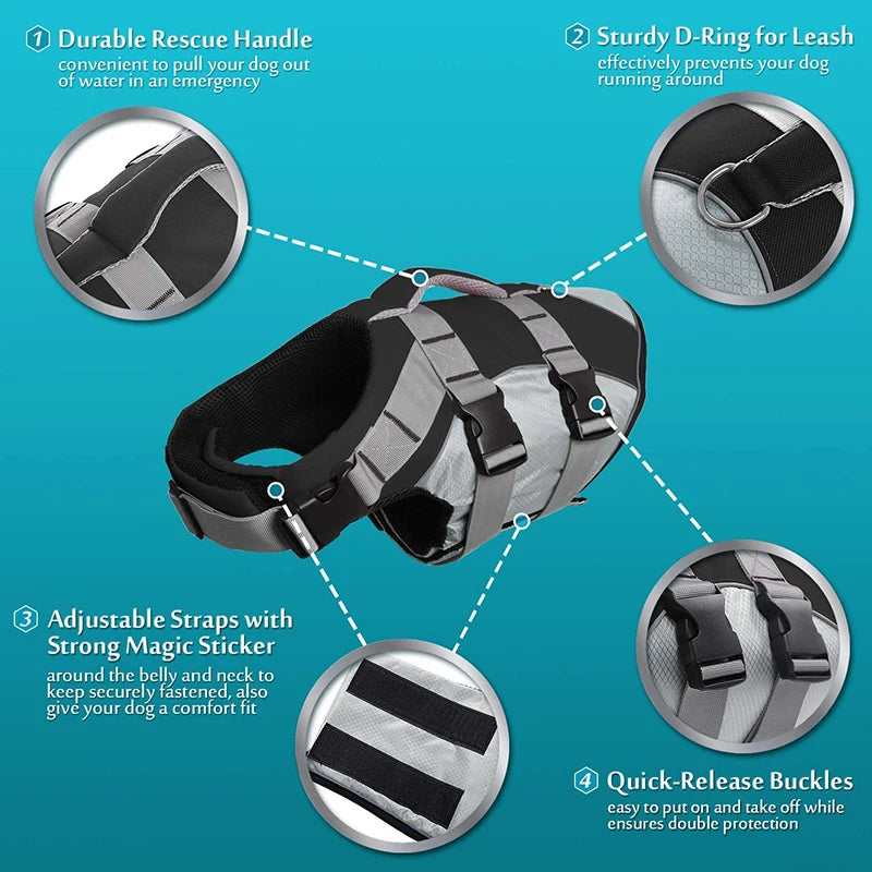 Reflective Dog Life Jacket with Handle