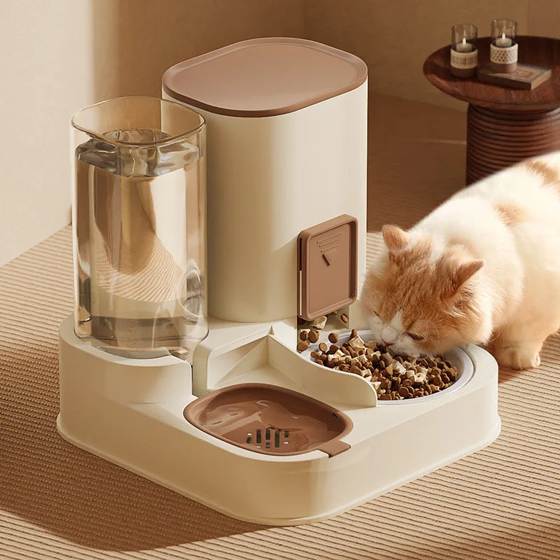 Large Capacity Pet Food and Water Dispenser/ Separate Dry Wet Automatic Feeder