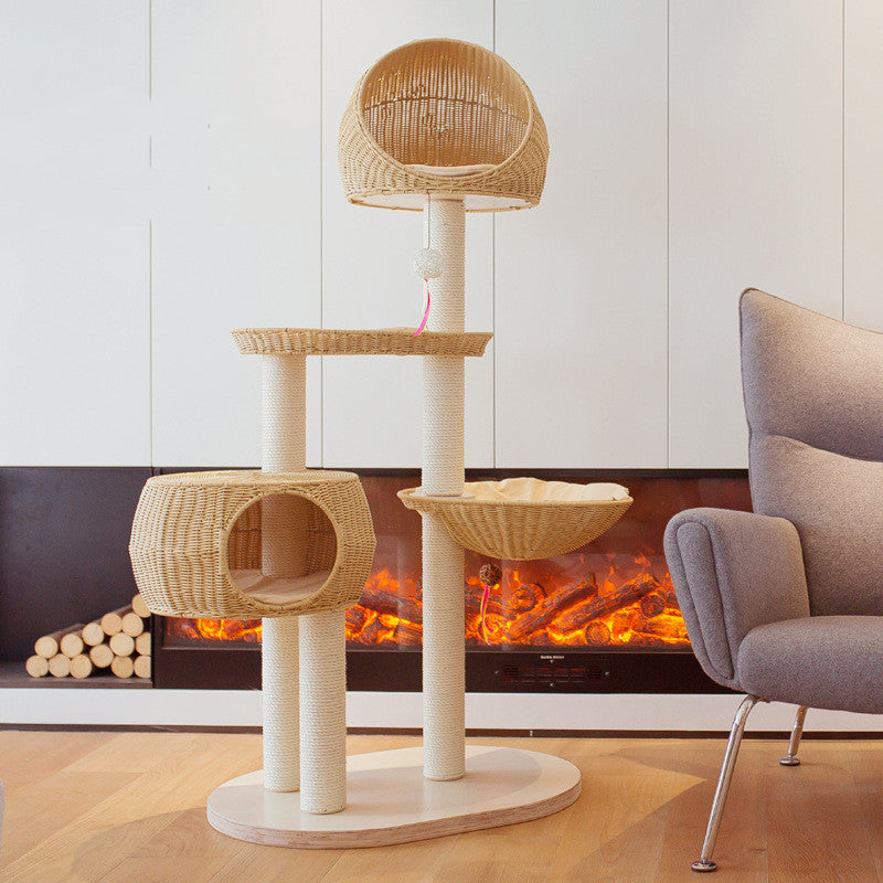 Integrated Multi Layer Solid Wood Cat Tree (Color Options)