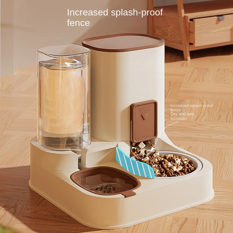 Large Capacity Pet Food and Water Dispenser/ Separate Dry Wet Automatic Feeder