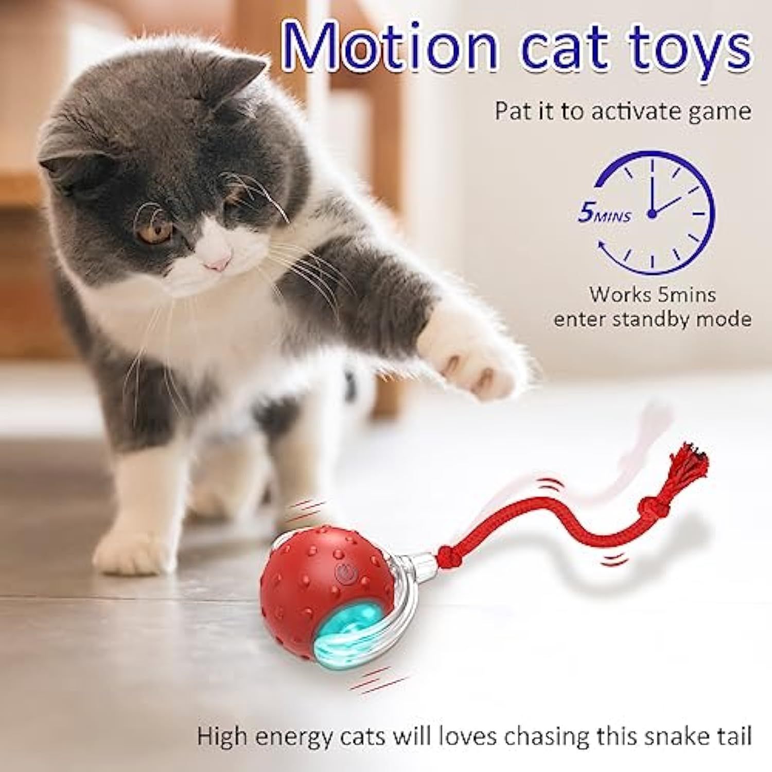 Interactive Motion Activated Chirping Cat Toy – Red