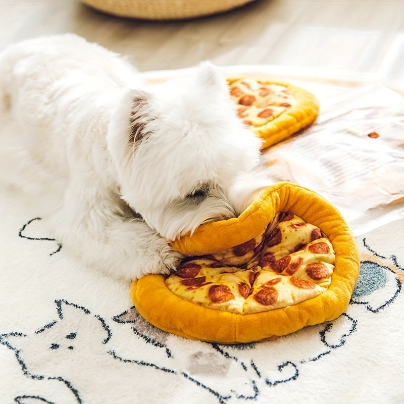 Teddy Pizza Squeaky Durable Dog Chew Toy