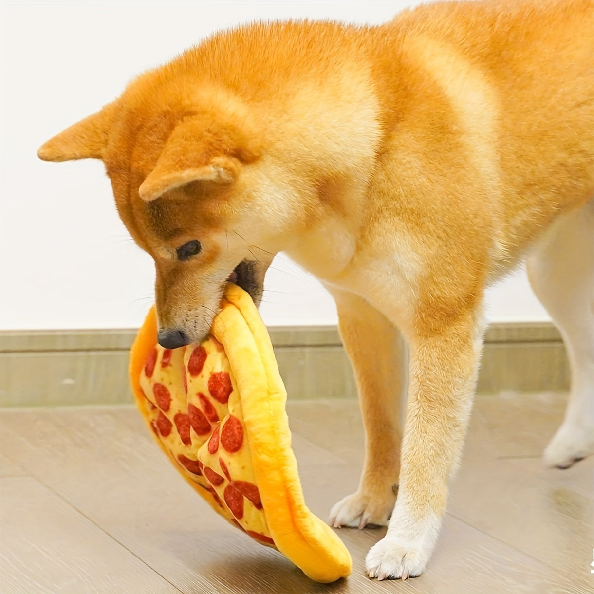 Teddy Pizza Squeaky Durable Dog Chew Toy