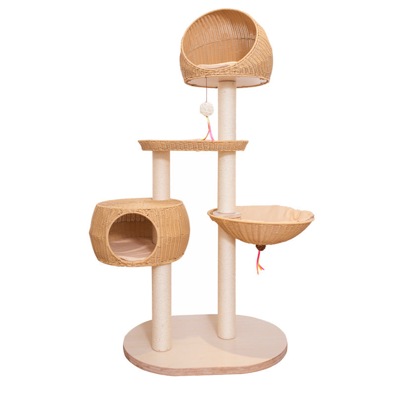 Integrated Multi Layer Solid Wood Cat Tree (Color Options)