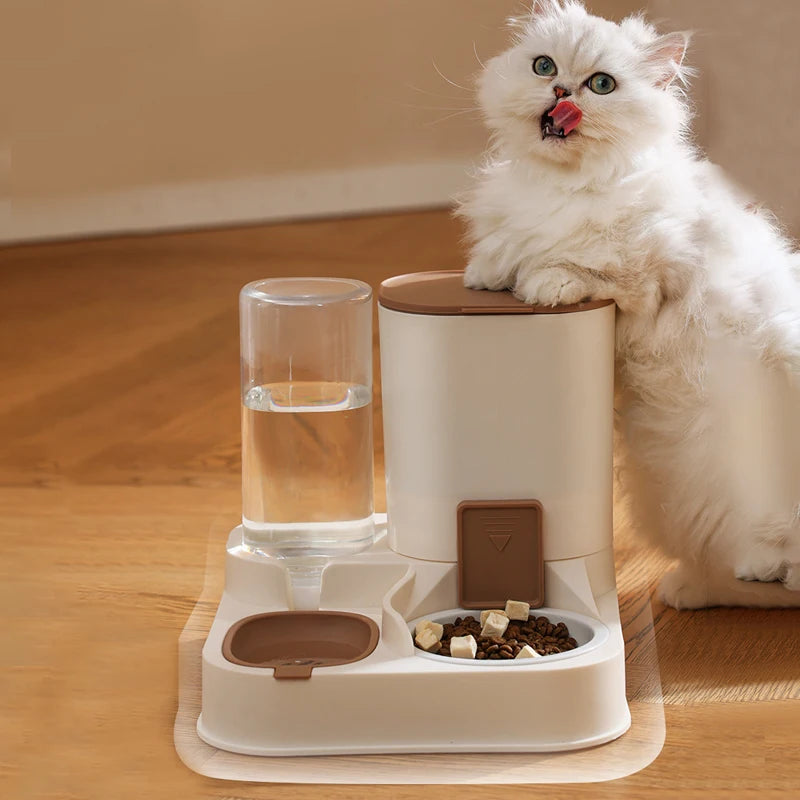 Large Capacity Pet Food and Water Dispenser/ Separate Dry Wet Automatic Feeder