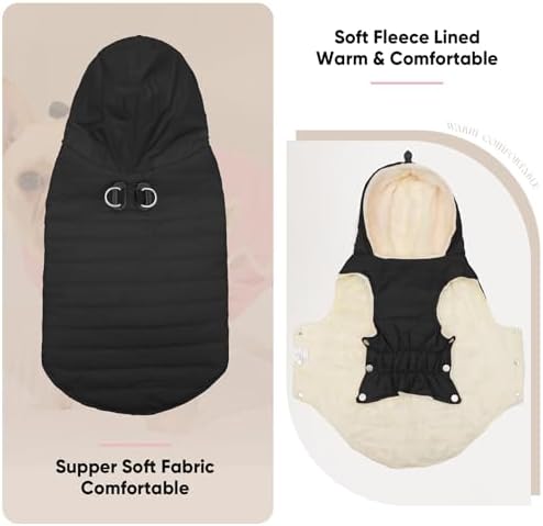 Fleece Dog Hoodie with Built-in Harness – Red XL