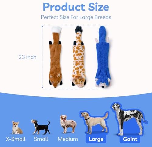 SHARLOVY Dog Squeaky Toys 5 Pack, Pet Crinkle Toy No Stuffing Animals Plush, Dog Chew for Large and Medium, Small Puppy Teething for Boredom