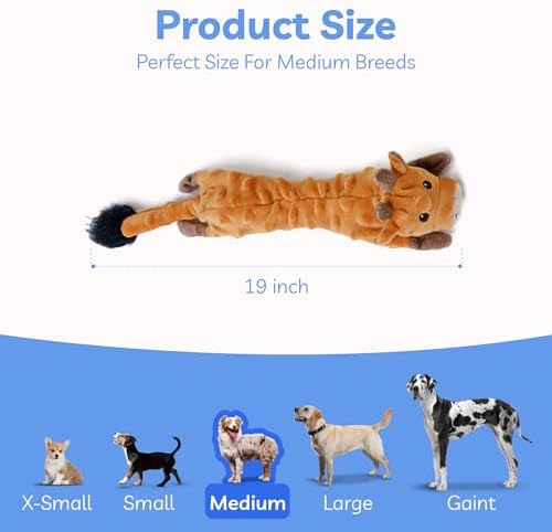 SHARLOVY Dog Squeaky Toys 5 Pack, Pet Crinkle Toy No Stuffing Animals Plush, Dog Chew for Large and Medium, Small Puppy Teething for Boredom