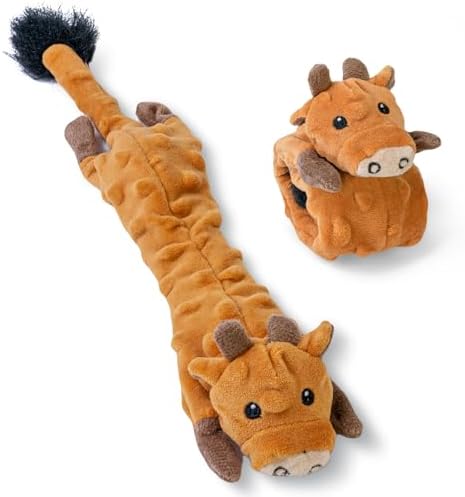 SHARLOVY Dog Squeaky Toys 5 Pack, Pet Crinkle Toy No Stuffing Animals Plush, Dog Chew for Large and Medium, Small Puppy Teething for Boredom