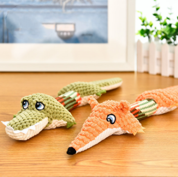 Voice Toys Plush Crocodile Chew Dog Toy