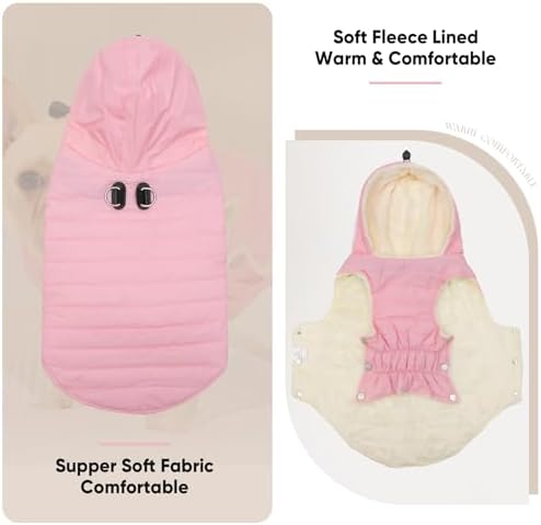 Fleece Dog Hoodie with Built-in Harness – Red XL