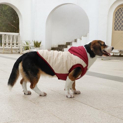 Fleece Dog Hoodie with Built-in Harness – Red XL
