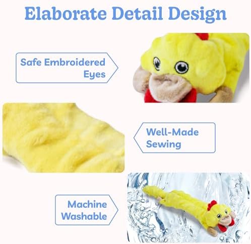 SHARLOVY Dog Squeaky Toys 5 Pack, Pet Crinkle Toy No Stuffing Animals Plush, Dog Chew for Large and Medium, Small Puppy Teething for Boredom