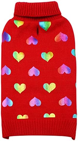 KYEESE Dog Christmas Sweater with Reindeer Pattern, Cozy Holiday Outfit, Red Buffalo Plaid Knitwear, Turtleneck Dog Sweater for Medium Dogs with Leash Hole, Soft Warm Pet Clothes, XX-Large