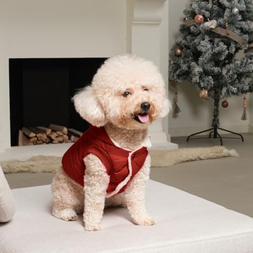 Fleece Dog Hoodie with Built-in Harness – Red XL