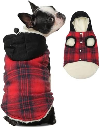Fleece Dog Hoodie with Built-in Harness – Red XL
