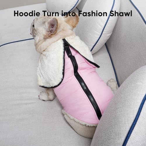 Fleece Dog Hoodie with Built-in Harness – Red XL