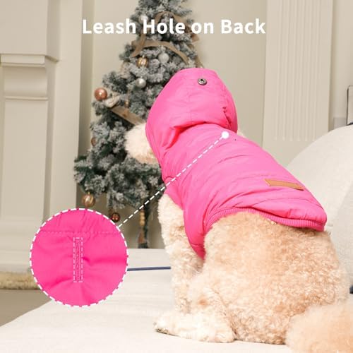 Fleece Dog Hoodie with Built-in Harness – Red XL
