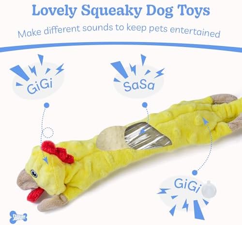 SHARLOVY Dog Squeaky Toys 5 Pack, Pet Crinkle Toy No Stuffing Animals Plush, Dog Chew for Large and Medium, Small Puppy Teething for Boredom