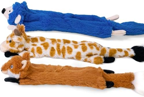 SHARLOVY Dog Squeaky Toys 5 Pack, Pet Crinkle Toy No Stuffing Animals Plush, Dog Chew for Large and Medium, Small Puppy Teething for Boredom