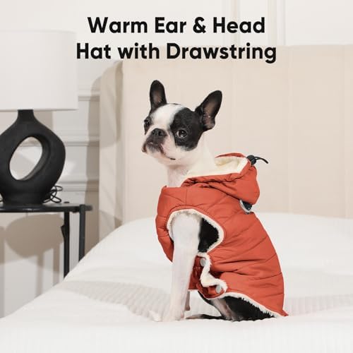 Fleece Dog Hoodie with Built-in Harness – Red XL